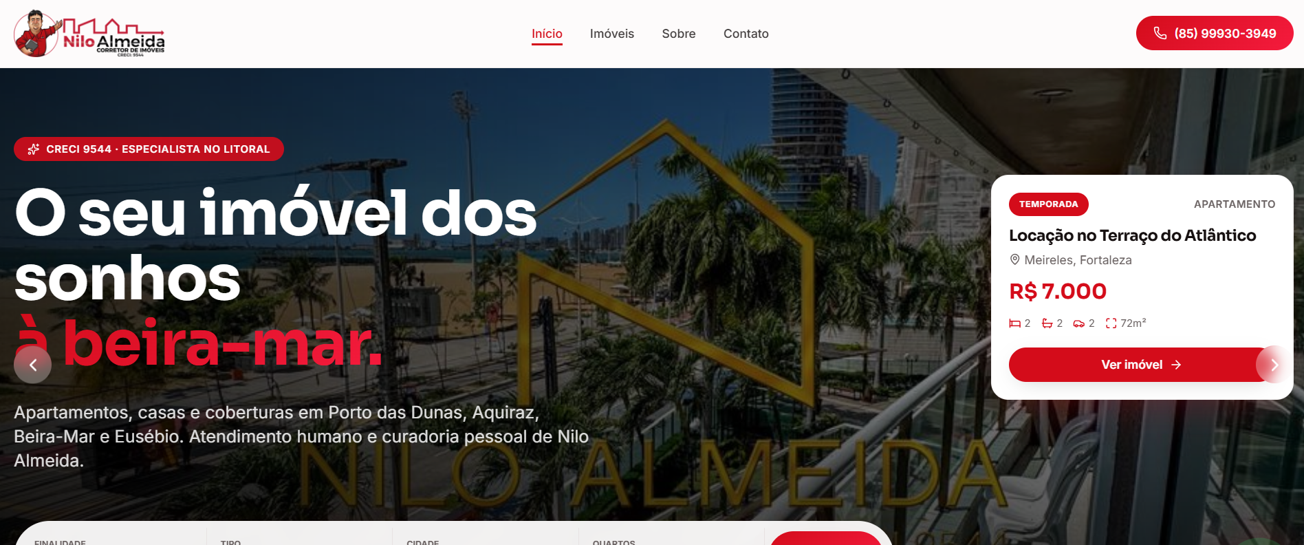 Projeto de website Nilo Almeida Imóveis