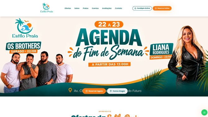 Projeto de website Barraca Estilo Praia