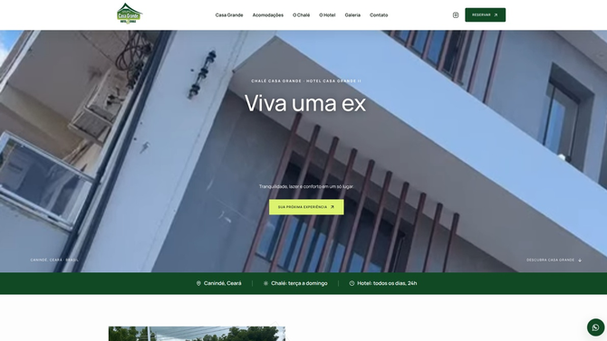 Projeto de website Chalé Casa Grande