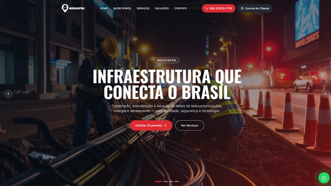 Projeto de website Mega Infraestrutura